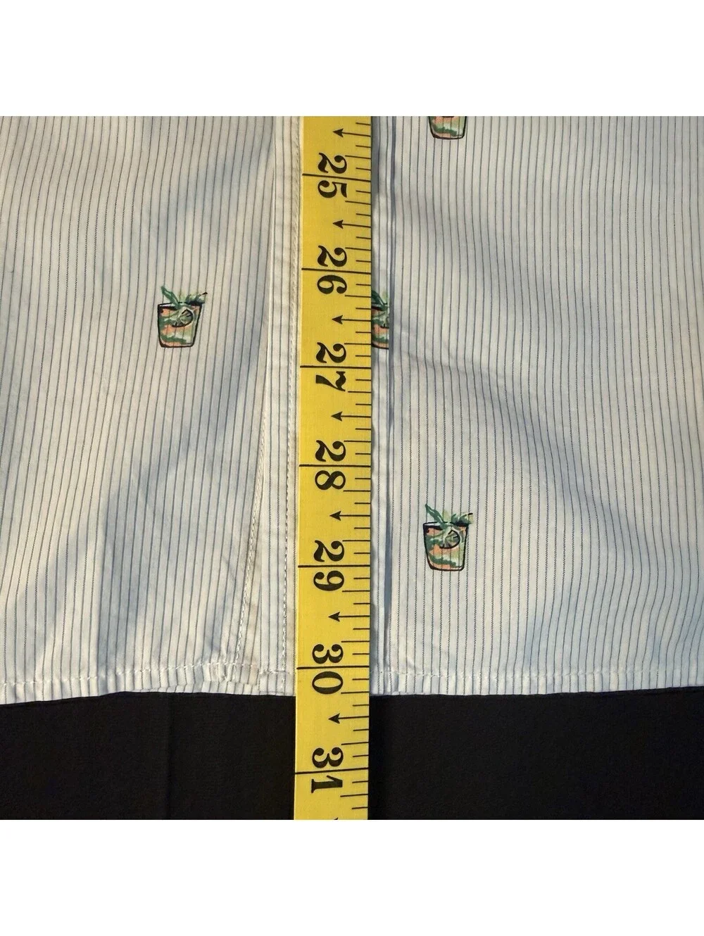 Banana Republic Slim Fit Shirt Men’s Medium White Blue Stripe Cocktail Print
